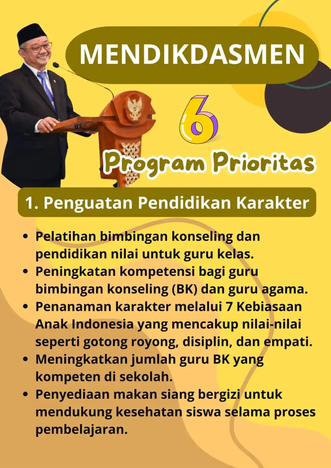 6 program prioritas MENDIKDASMEN #guru #mendikdasmen #fy #fypシ゚ #pendidikan #gurupahlawantanpajasa 