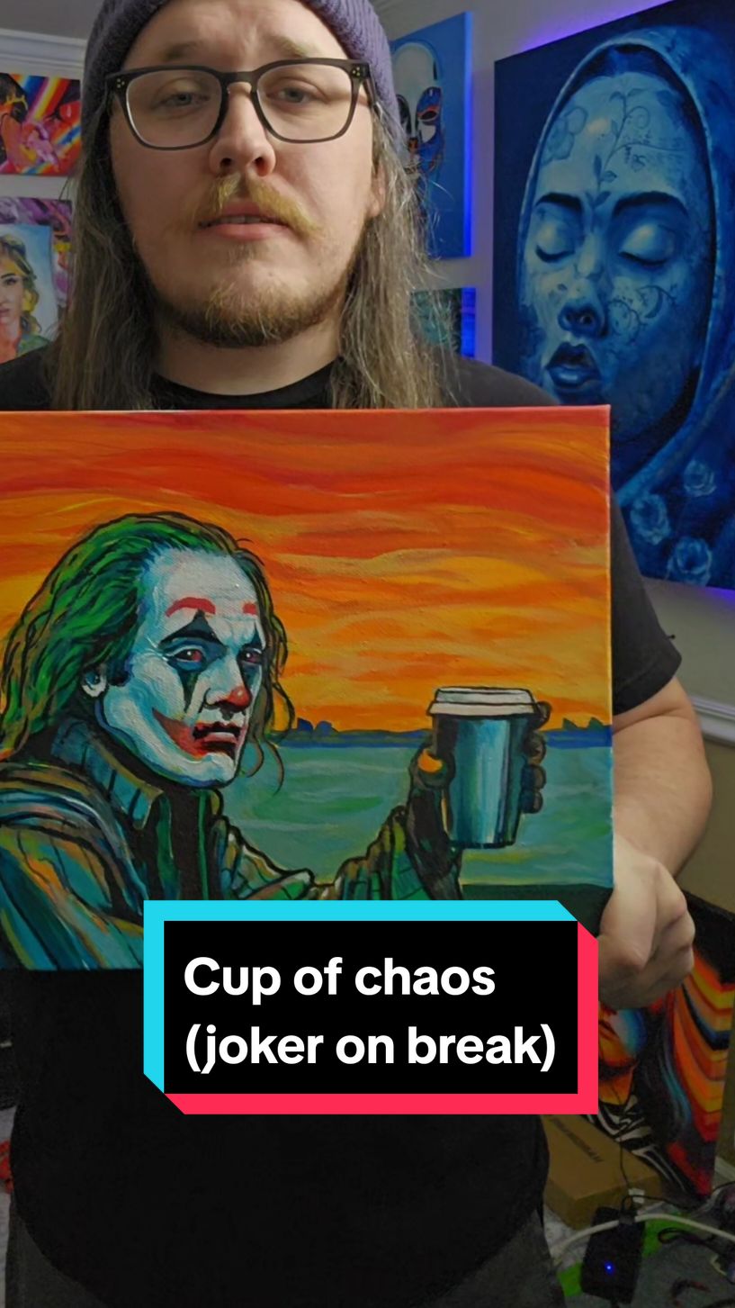 Who should I paint drinking coffee next? #thejoker #joker #coffee #vangogh #cafe #fineart #painting #kapgallery #realart 