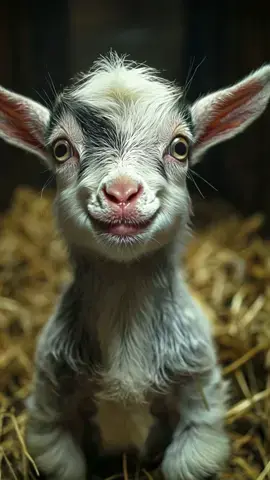 Just a cute baby goat saying 'Baaah' 🐐✨ Look at that adorable face and those big eyes! 😍 Bringing a little farmyard charm to your day! #CuteAnimals #babygoatscream #farm #goat🐐 #baaah