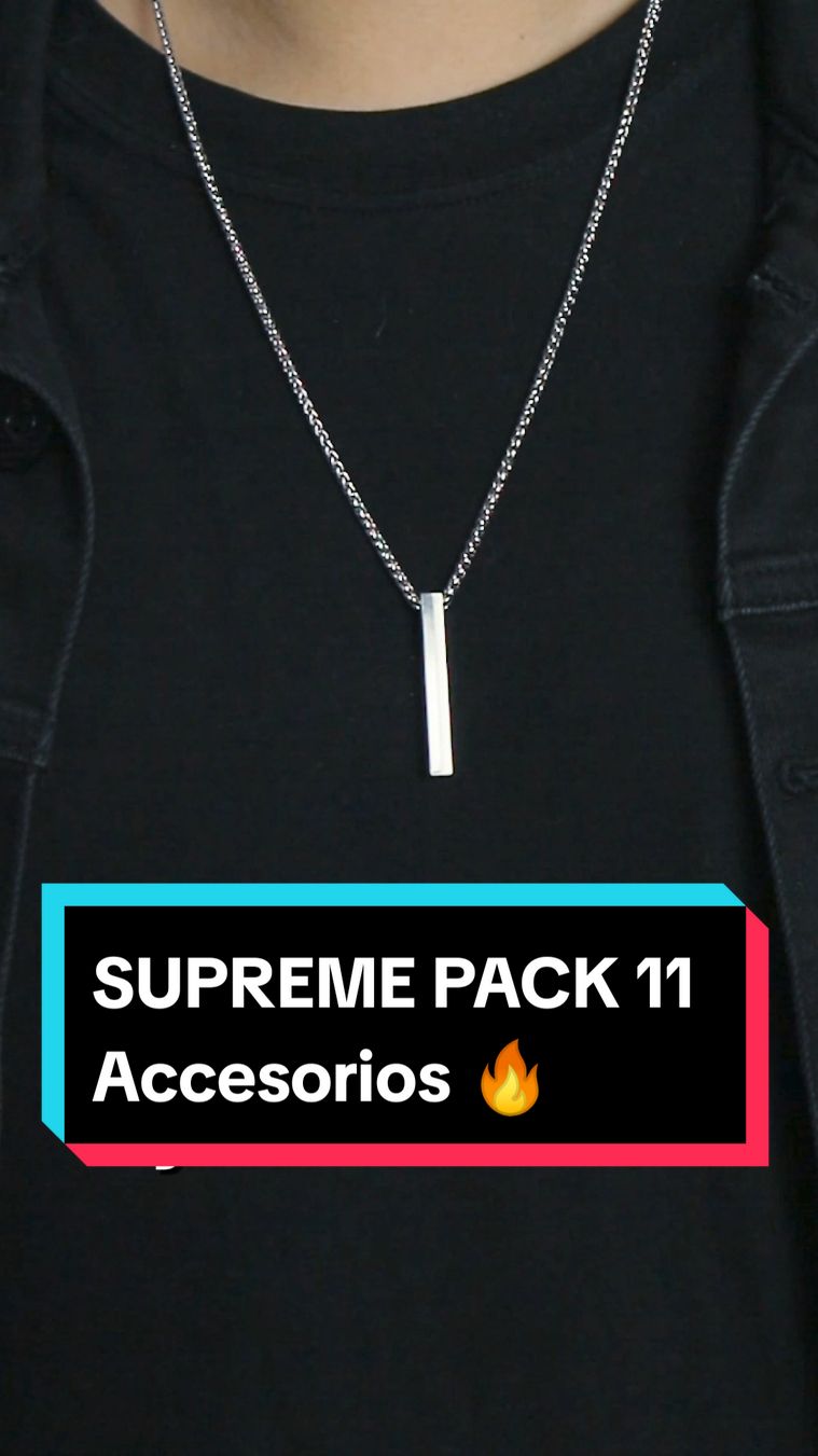 SUPREME PACK 11 Accesorios 🏆🔥 Incluye: ✔ 1 Pulsera Mónaco ✔ Collar Premium Silver ✔ Cadena Clásica Black ✔ Pulsera Clásica Black ✔ Anillo Essential Negro ✔ Anillo Essential Plateado ✔ Anillo Essential Dorado ✔ Brazalete Cuero ✔ Cadena Cartier Dorada ✔ Arete Presión Negro ✔ Arete Presión Plata Envíos GRATIS a todo el Perú 🚚🇵🇪