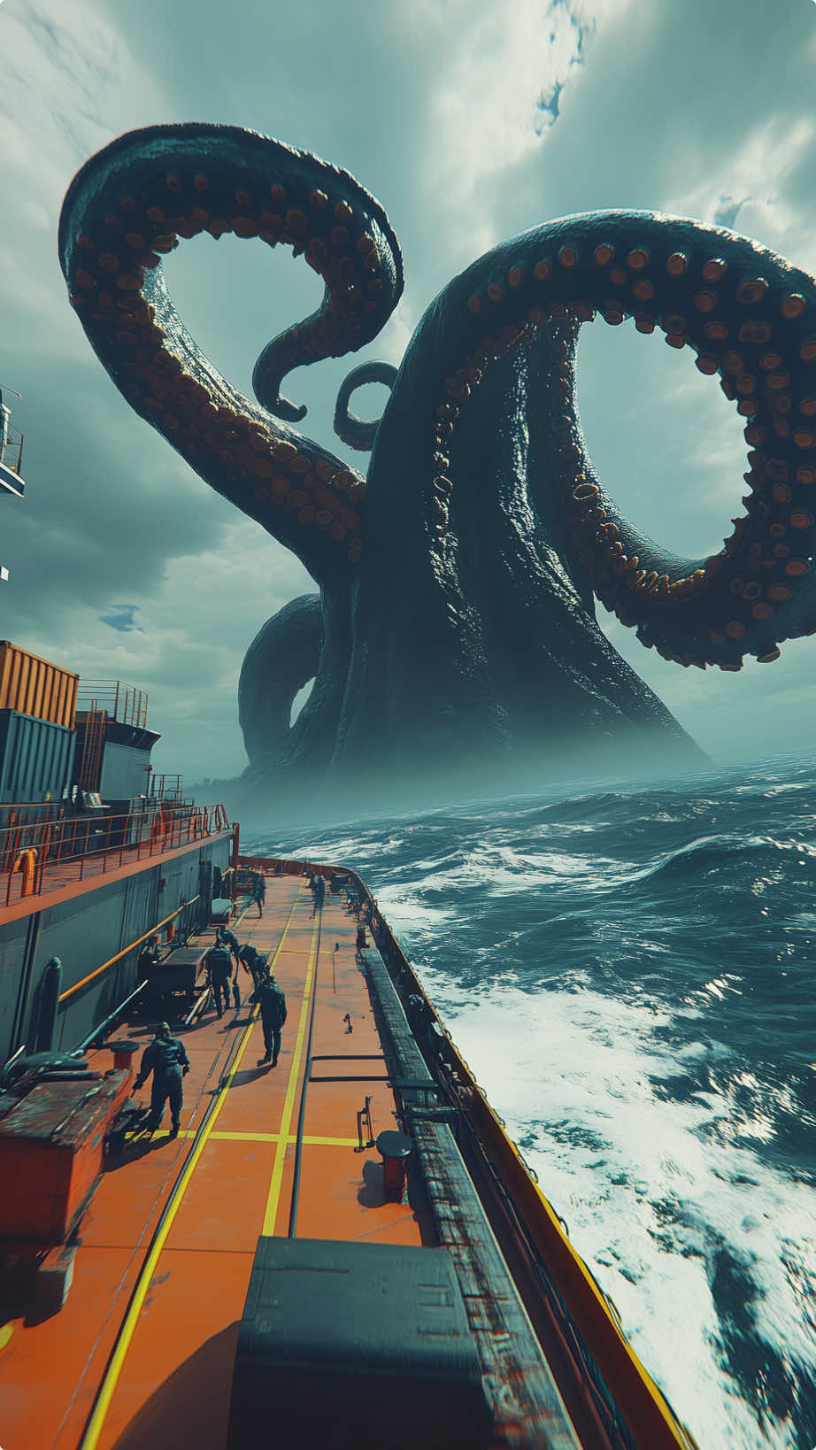 When a cargo ship in voyage encounters the legendary giant Cthulhu creature… #aianimation #aiartwork #original #originalvideo #fyp #aiartcommunity #createwithai #scifi #scifiart #seacreatures #cthulhu 