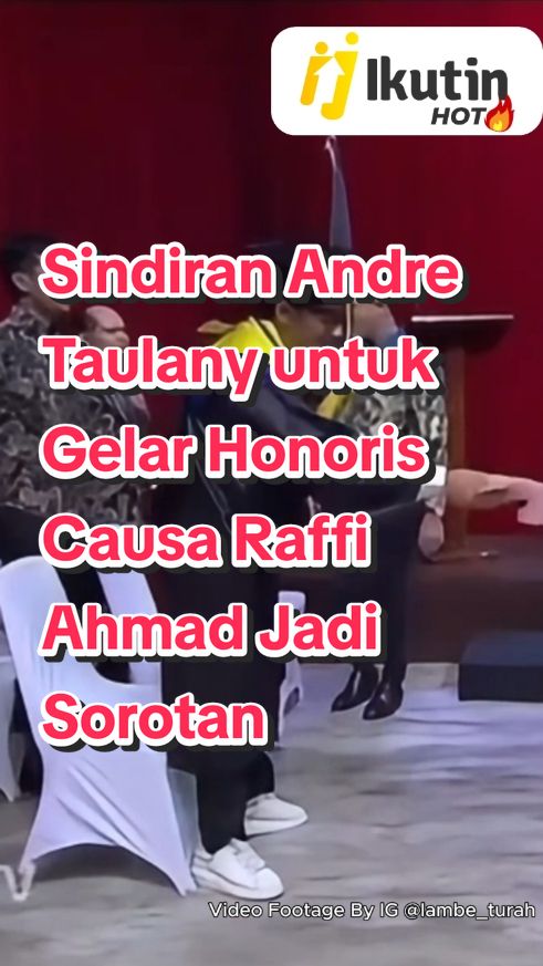 Sindiran Andre Taulany untuk Gelar Honoris Causa Raffi Ahmad Jadi Sorotan Mau tau beritanya? Ikutin Yuk! Akun Instagram Andre Taulany ramai diserbu netizen setelah aksi komedinya di acara Lapor Pak diduga menyindir gelar Doktor Honoris Causa yang diterima Raffi Ahmad dari universitas internasional. Dalam sketsa tersebut, Andre tampil dengan mengenakan toga dan mengucapkan gelar “S3” dengan sentuhan komedi, yang dianggap sebagai sindiran halus terkait kredibilitas gelar tersebut. Nah, apa tanggapanmu mengenai hal ini? Comment di bawah ya!. Mau tau informasi lebih banyak? Ikutin Aja www.ikutin.id #andretaulany #raffiahmad #honoriscausa #laporpak #pelawak