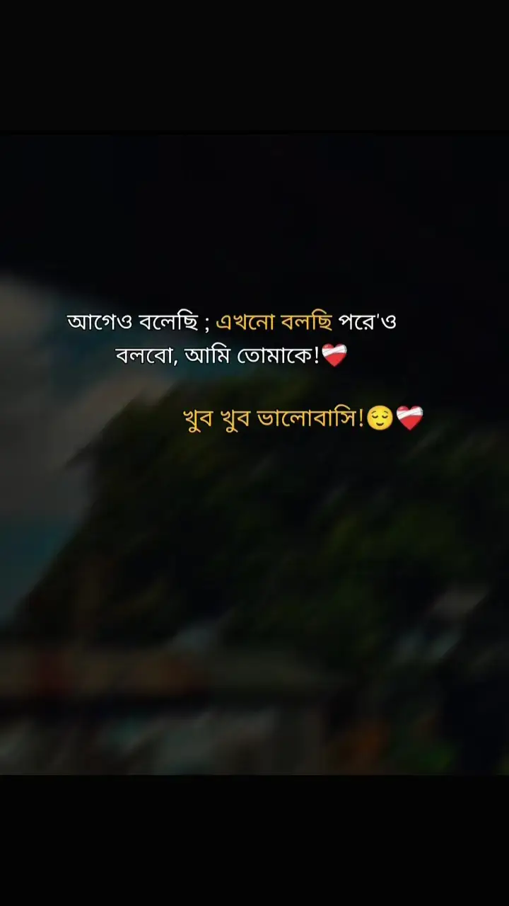 আগেও বলেছি, এখনও বলছি পরেও বলবো আমি তোমাকে খুব খুব ভালোবাসি.....!!! 😌❤️‍🩹