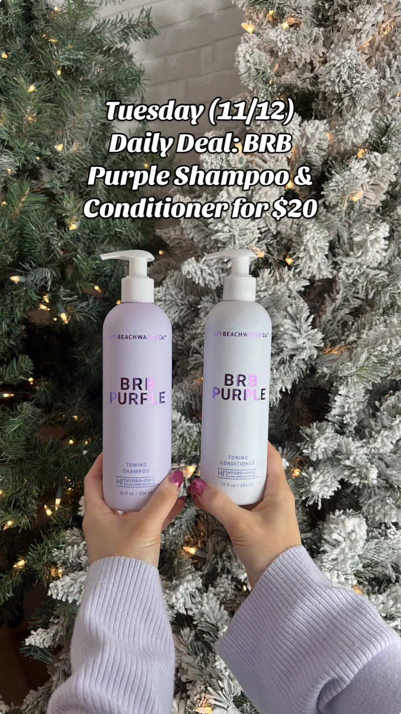 Say no to brassy tones with these two! 🤭💖🥰 BRB Purple Shampoo & Conditioner are both $20 ONLY today 🤩 Shop now 🎁 #beachwaver #haircare #haircareproducts #blackfridaydeals #holidaysale 