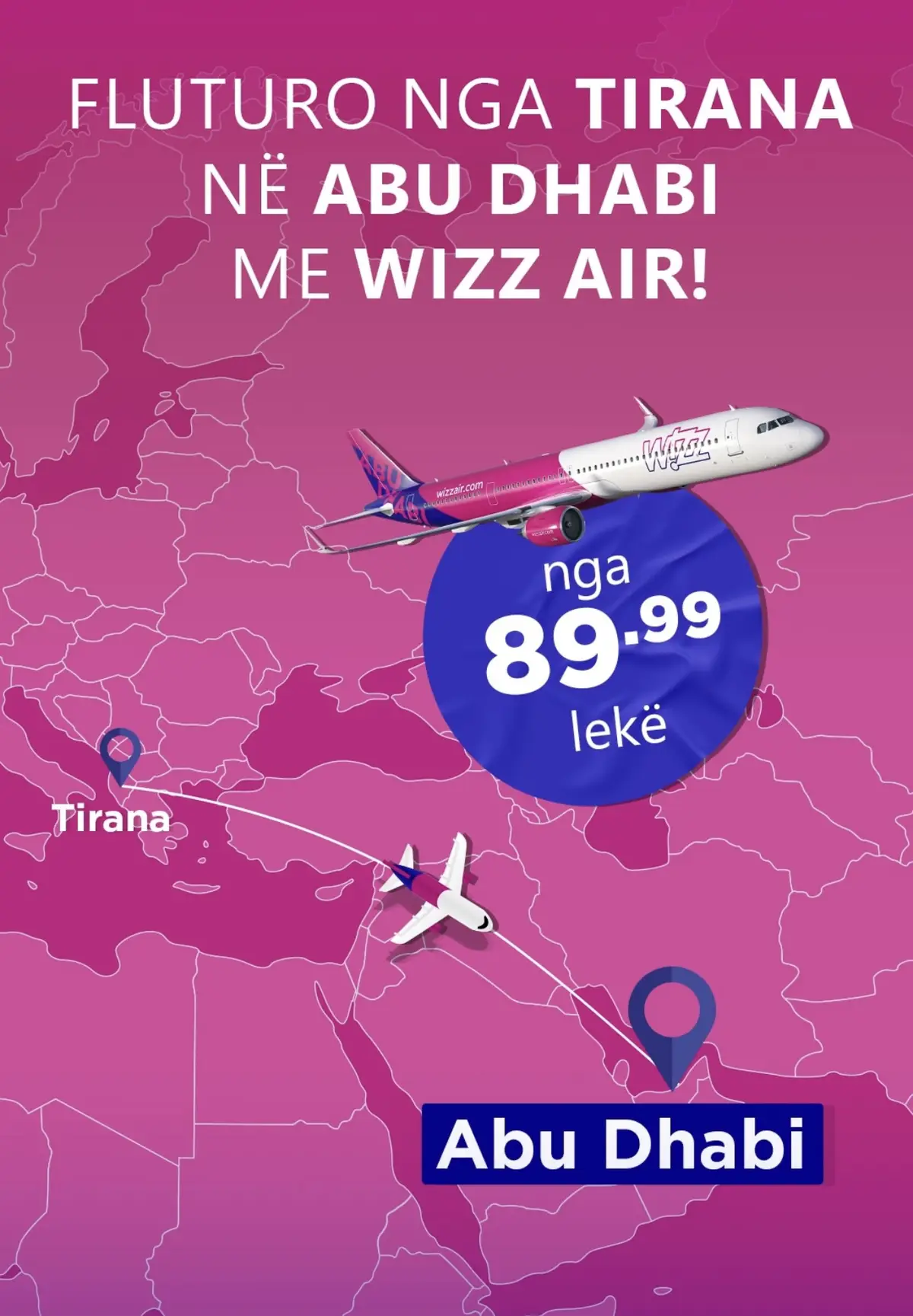 FLUTURO NGA TIRANA NÈ ABU DHABI✈️ ME WIZZ AIR!#justitravelbeautifuldestinations #justitravelagency #justitraveltirane✈️ #luxuryflight #21dhjetori📍 #tiranealbania🇦🇱 #21dhjetori📍 