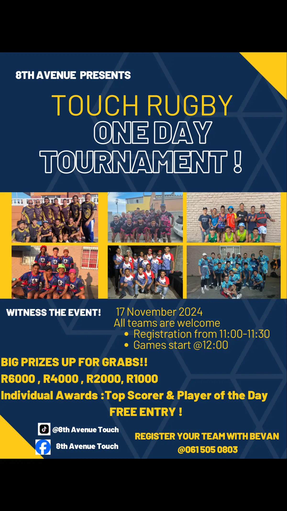 Come & support the one day tournament 🏉❤️! #SAMA28 #touchrugby #tournament #8thavenuetouchrugby #bigprize #7493 