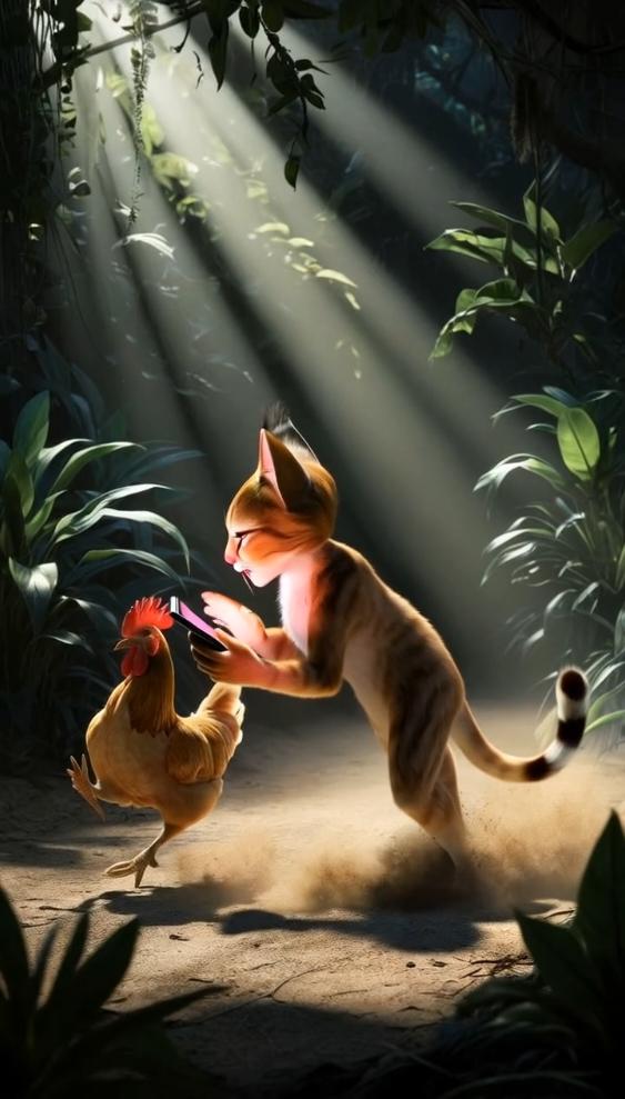 I ask ai to create a scene caracal cat hunting the hen  #ai #aicat #aiblooper #aigonewrong #gonewrong #aiwillshockyou 