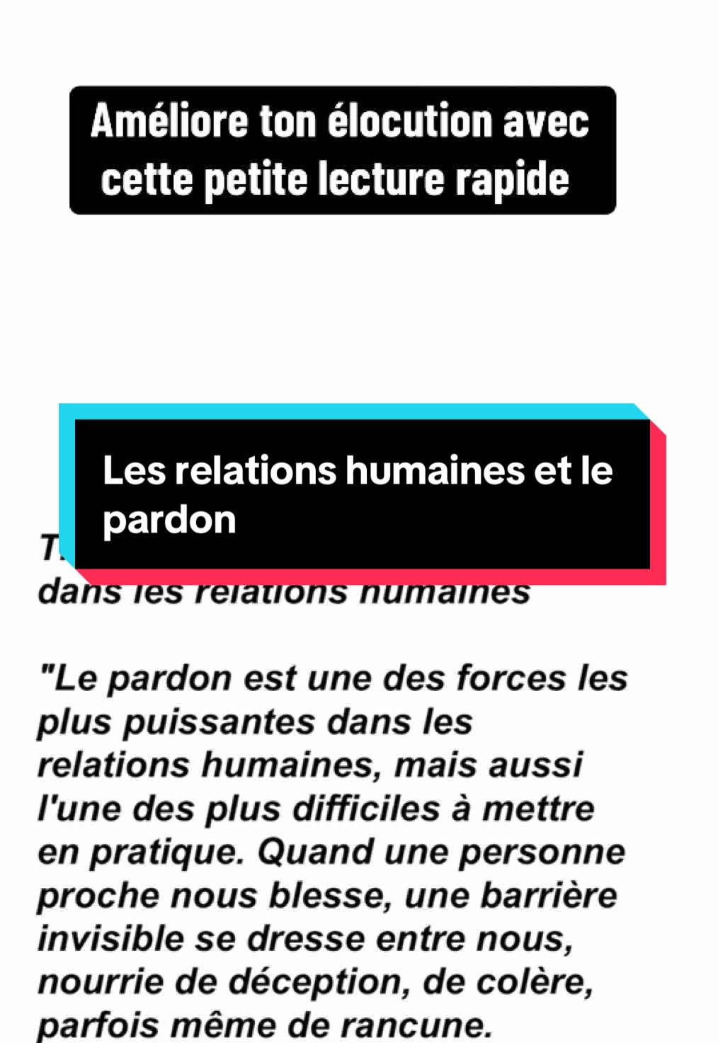 Aprrends à t’exprimer de façon éloquente. #Apprendresurtiktok #clublecture #éloquenceplus #exerciceeloquence #elocutionbiensexprimer #apprendreàbiensexprimer #eloquence #teleprompteur #testeeloquence 