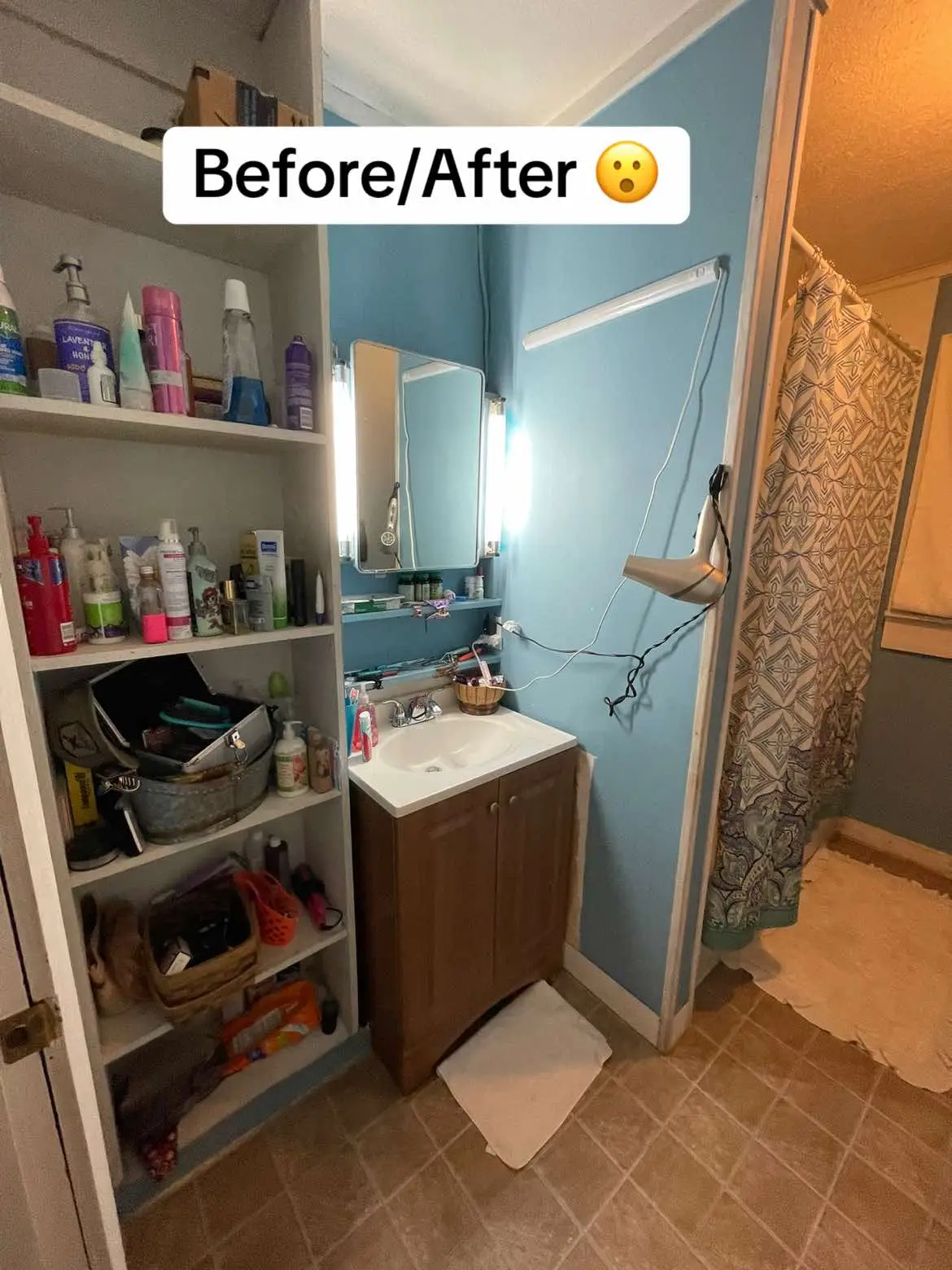 #homerenovation #bathroommakeover #alabastersherwinwilliams #outwiththeold #houserenovation 