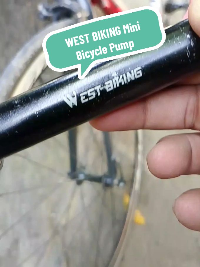 WEST BIKING Mini Bicycle Pump na pwede sa motor sobrang solid at matibay tested na Yan. Hindi pa sya ilagay sa bag Kasi maliit pang ung space nya.#airpump #mini #bike #affiliate #fypシ #ride 