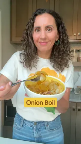 Last month I tried the viral onion boil from TikTok and I was hesitant about sharing it because it’s not something I would normally share on my website, but 3 week later, I’m still thinking about it and may possibly make it again lol. So it’s worth sharing. 
 
 INGREDIENTS
 1 onion
 2 tablespoon butter, melted
 ¼ teaspoon salt
 ¼ teaspoon black pepper
 ¼ teaspoon paprika
 ¼ teaspoon onion powder
 ¼ teaspoon thyme
 INSTRUCTIONS
 1.	Preheat the oven to 425°F and line a small baking sheet with aluminum foil.
 2.	Cut the stem and top of an onion, peel the onion, then carve a small hole inside (about 3 onion layers deep) and remove the inner onion pieces. Save for another recipe. Place the hollowed onion on the prepared baking sheet.
 3.	In a small bowl, combine the melted butter, salt, pepper, paprika, onion powder and thyme. Stir to combine.
 4.	Pour the butter mixture on top of the onion and cover the onion to ensure the steam stays inside the aluminum foil. Roast for 1 hour or until the onion is soft and caramelized.

