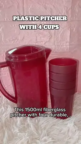 1500ml Pitcher with 4 Cups Large High Quality Fiberglass Pitcher with fiberglass cup Juice Container Drinkware Jugs Plastic Bottles #inuman #fyp #foryou #pitchelwith4cups 