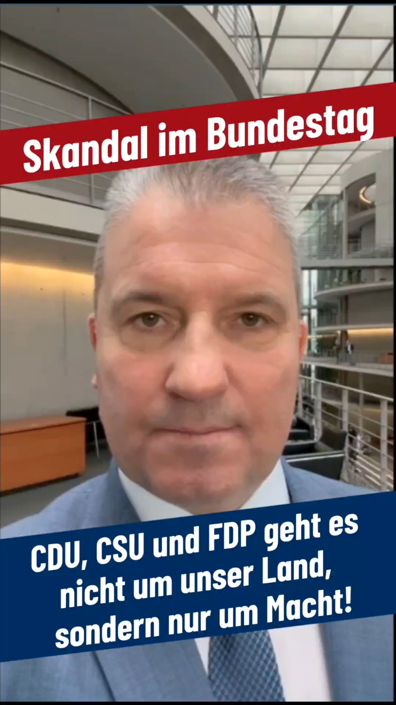 Was heute im Bundestag passiert ist, ist ein Skandal. Wer sich so verhält wie die CDU, die CSU und die FDP, darf keine Regierungsverantwortung übernehmen.  Nur mit der AfD wird sich etwas ändern. #bundestag #AfD #CDU #Neuwahlen #Kanzler #SPD #Ampel #Politik #Berlin #Demokratie #Angriff #Macht #Scholz #FDP #Lindner #Linke #viralvideo @Freddy_meier 