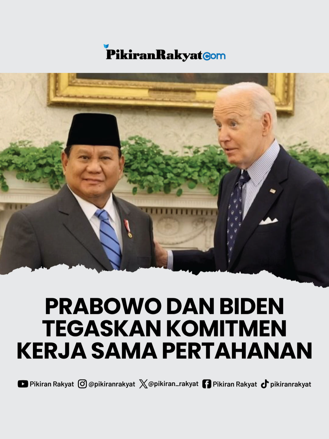 Presiden Indonesia Prabowo Subianto dan Presiden AS Joe Biden dalam pertemuan di Gedung Putih, Selasa, 11 Desember, menyoroti komitmen kerja sama kedua negara di bidang pertahanan. . 