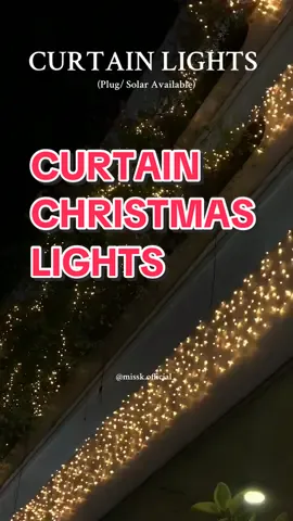 Curtain lights desaksak with endtoend connection and Solar curtain lights with Solar Panel . Click the basket!!  🥳✨ #fyp #christmas #christmasdecorations #christmaslights #curtainchristmaslights 