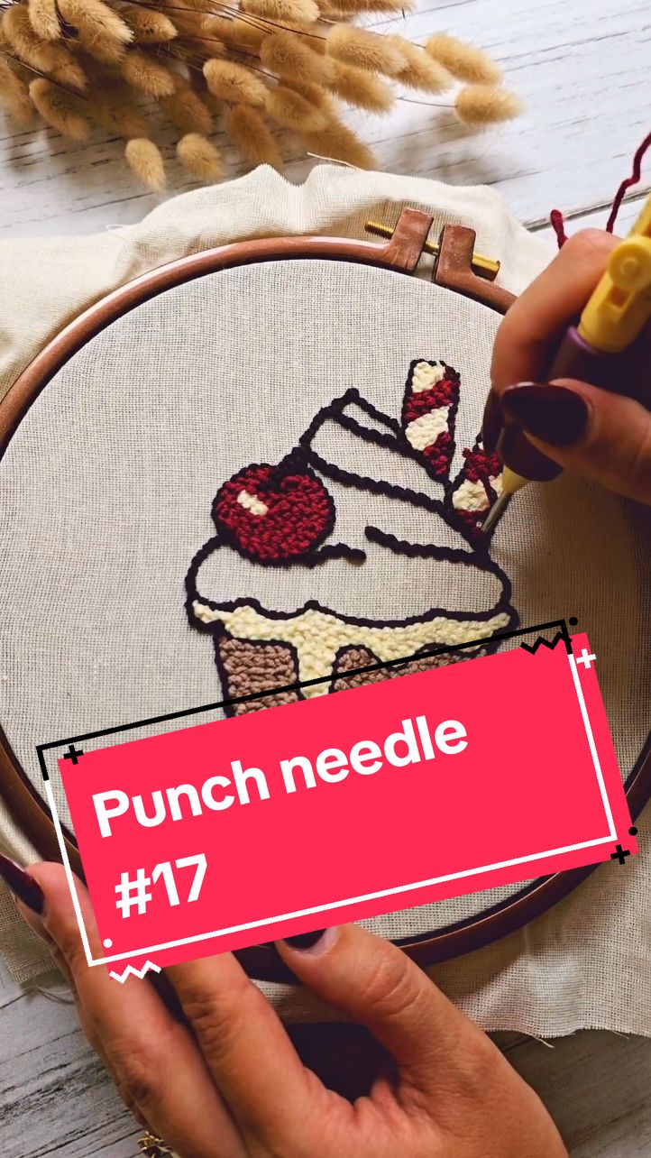 Punch needle with me  #punchneedleforbeginners #punchneedle #mugrug #punchneedletiktok #coloring #cake #punchneedlecoasters 