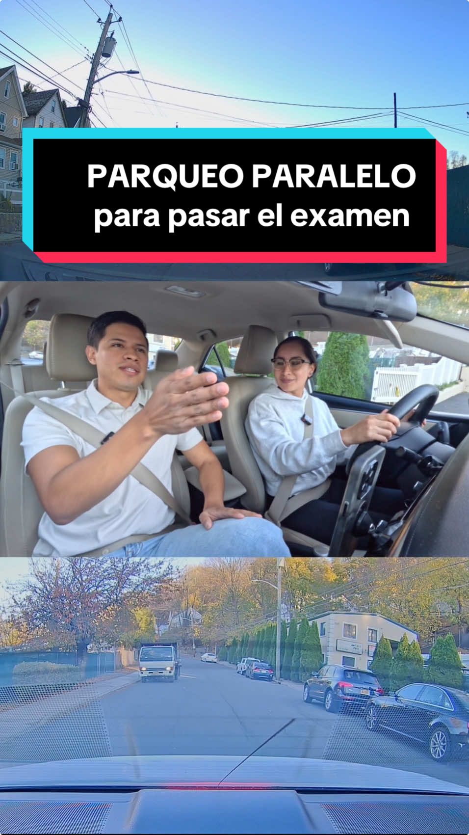 Asi se hace un parqueo paralelo en el examen de conducir  Hablamos sobre cómo mirar los espejos y el hombro derecho al hacer un parqueo paralelo para no perder puntos.  #tipsdemanejo #tiktokpartner #examendeconducir #clasesdemanejo #licenciadeconducir #examendemanejousa #licenciadeconducir 