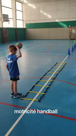 travail de motricité avec l'école de hand, appui plus bras en l'air, dribble et tir pour terminer différents appui peuvent être travailler avec l'échelle de rythme #jeunehandballeur #motriciteenfant #motricite #entrainement #handball #educateursportif #ecoledehand #entraineur 