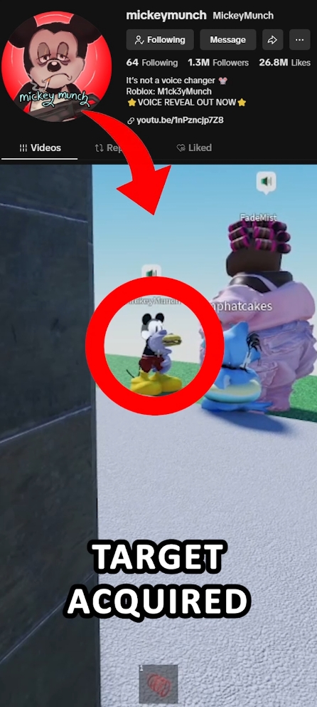 stalking famous tiktokker @MickeyMunch  if you guys couldnt tell, I GOT A NEW MIC 🔥🔥🗣 #roblox #robloxfyp #streamsniping #robloxvc #stalker 