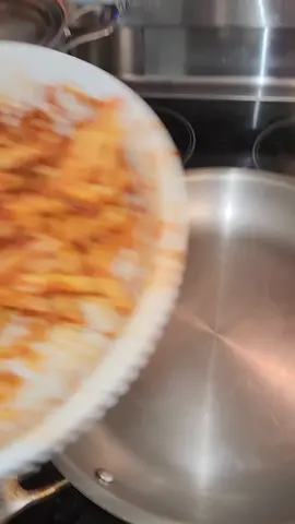 leftover pasta fond hack on a steel pan