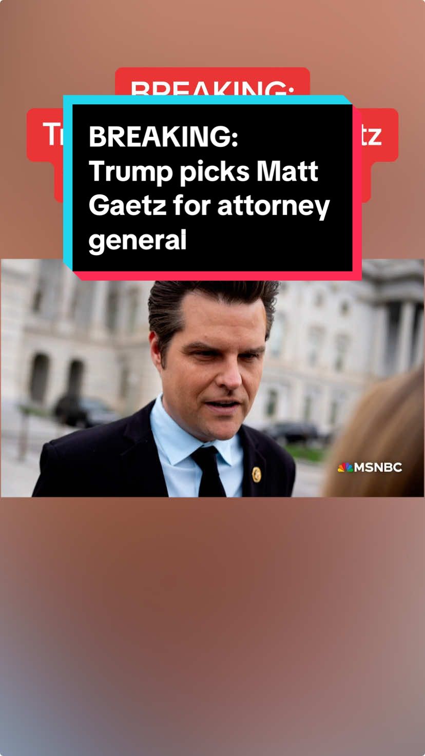 BREAKING: President-elect Donald Trump has announced Rep. Matt Gaetz as his pick to be the 87th attorney general of the United States. #donaldtrump #mattgaetz #politics #news #breakingnews 