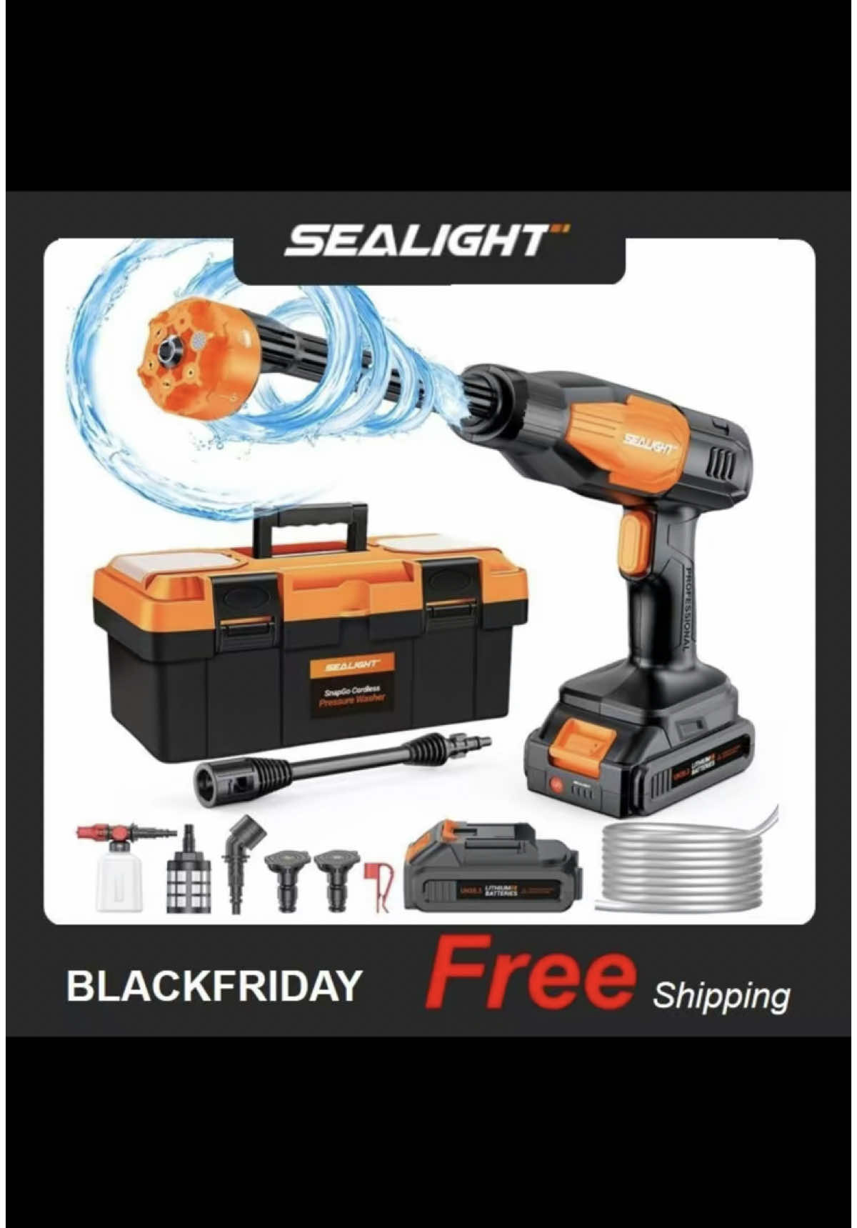 The sealight Portable Pressure washer with a 3 amp battery equiped with its own tool box is a game changer. #pressurewashing #tiktokshopblackfriday #holidayhaul #tiktokshopcybermonday #giftsforhim #giftsforher 