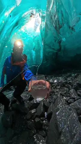 Would you drink it? This is an extremely remote ice cave in alaska and after a 10 mile kayak and 17 mile hike we found this unparalleled beauty 😍