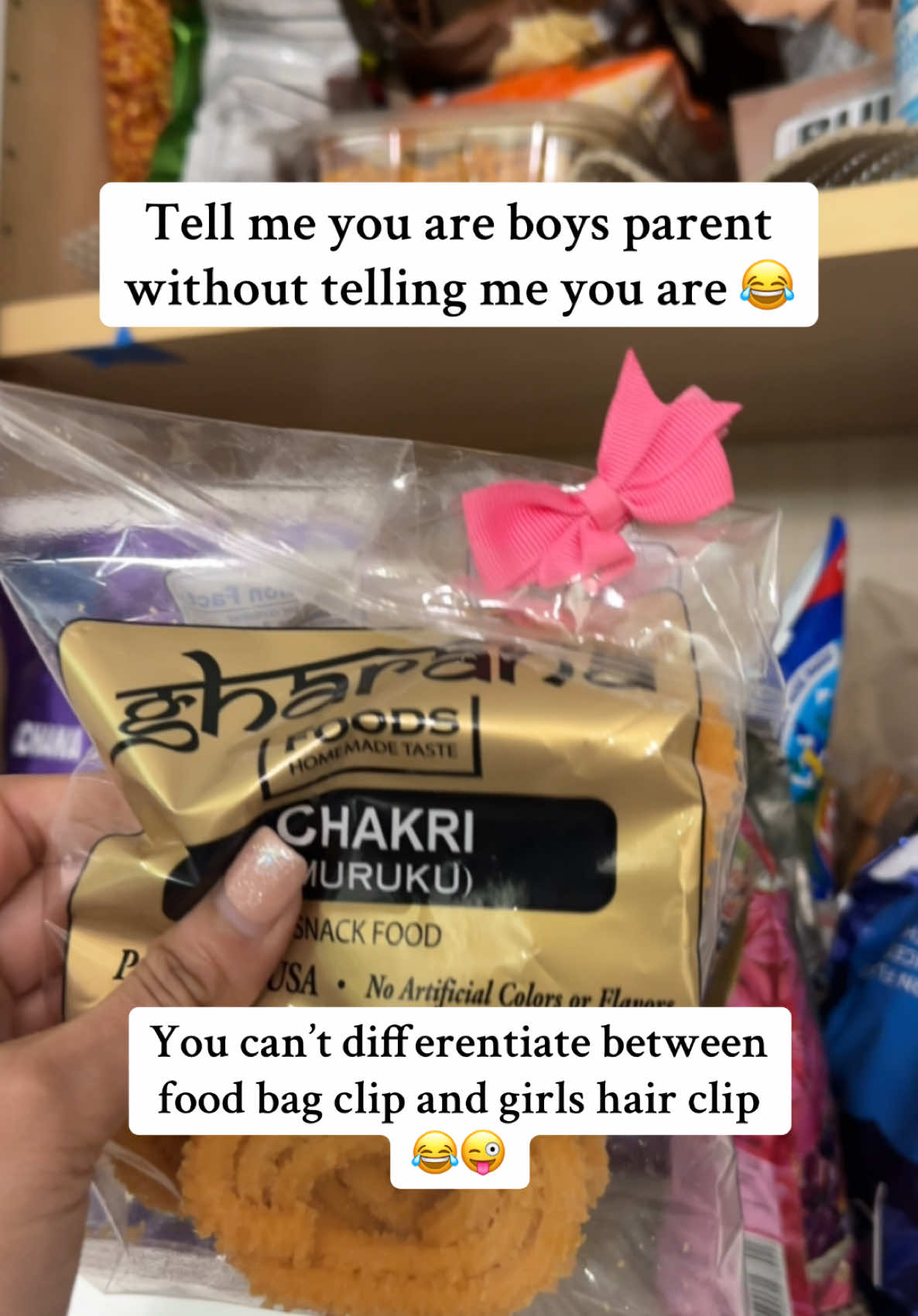 One of my friend’s daughter forgot her hair pins at our home and my husband used it as food bag clip 😂 #boysmom #boymamalife #cutevideo #funnyvideo #fyp #boymomsoftiktok #momof2 #momoftiktok #momover30 