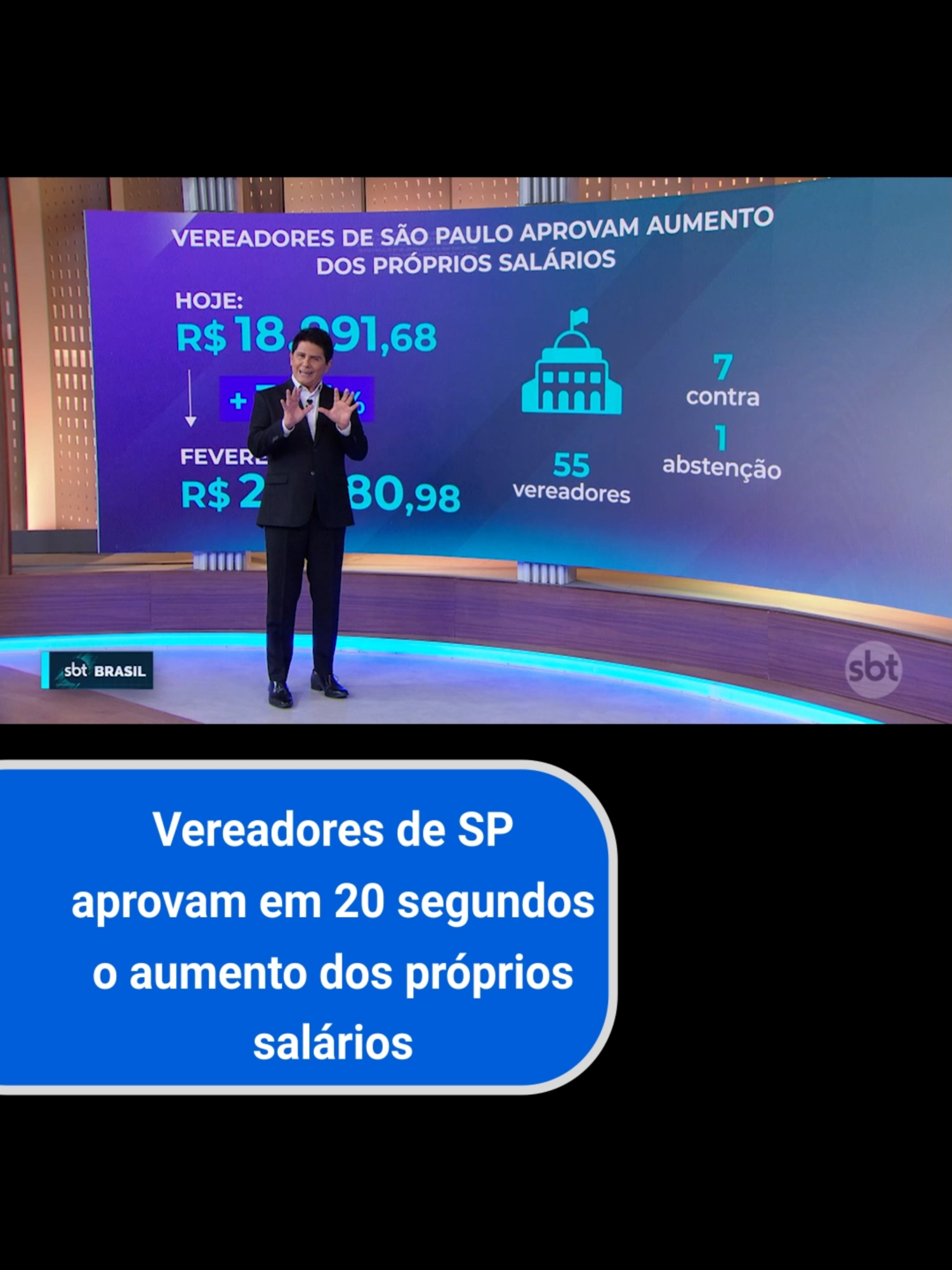 Vereadores de São Paulo aumentam próprio salário em quase 40% | SBT Brasil (13/11/24) Os vereadores da cidade de São Paulo aprovaram, na terça-feira (12), o reajuste do próprio salário em 37%. A votação do projeto de resolução, apresentada pela Mesa Diretora da Câmara, foi simbólica, ou seja, sem voto nominal, e durou poucos minutos. | #sbtnews #sbtbrasil #Política