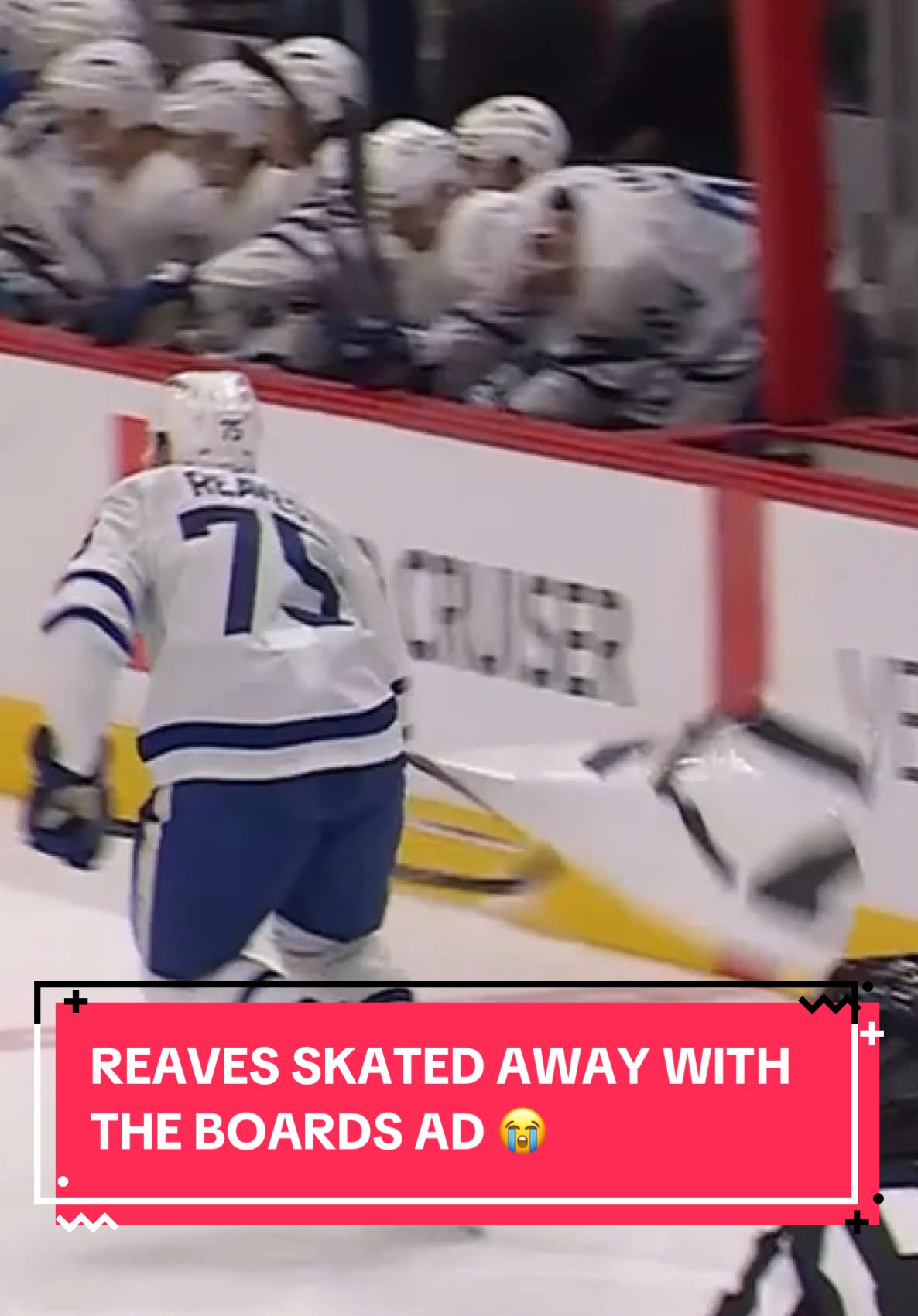 The dasher board ad got stuck to Ryan Reaves and he skated down the ice with it 🤣 #fyp #hockey #NHL #hockeytiktoks #funnyvideo #hockeyplayer #torontomapleleafs