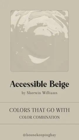 Best Color Combos for Sherwin Williams' Accessible Beige (SW 7036) 🏡 🌼 Accessible Beige is a versatile, warm neutral! 🌼 Combination 1: Soft and Balanced Accessible Beige (SW 7036): Main color for walls. Agreeable Gray (SW 7029): Soft, warm gray for trim or ceilings. Repose Gray (SW 7015): Light gray for accents. Combination 2: Fresh and Calming Accessible Beige (SW 7036): Main color for walls. Sea Salt (SW 6204): Muted green-blue for accents. Rainwashed (SW 6211): Light blue-green for an additional soft accent. Combination 3: Warm and Cozy Accessible Beige (SW 7036): Main color for walls. Mega Greige (SW 7031): Rich, warm greige for trim. White Duck (SW 7010): Soft, creamy white for accents. Combination 4: Bold and Sophisticated Accessible Beige (SW 7036): Main color for walls. Intellectual Gray (SW 7045): Deep, warm gray for accents. Urbane Bronze (SW 7048): Dark, bold bronze for a striking contrast. Combination 5: Light and Refined Accessible Beige (SW 7036): Main color for walls. Alabaster (SW 7008): Soft, warm white for trim or ceilings. Gauntlet Gray (SW 7019): Medium gray for accents. Combination 6: Earthy and Relaxed Accessible Beige (SW 7036): Main color for walls. Retreat (SW 6207): Muted green for accents. Modern Gray (SW 7632): Warm gray for trim or ceilings. Combination 7: Clean and Simple Accessible Beige (SW 7036): Main color for walls. Pure White (SW 7005): Crisp white for trim, ceilings, or accents. #accessiblebeige #neutralcolors #sherwinwilliams #paintcolors #colorcombo #colortips #homedesign #colorpalette #sw #paintcolor
