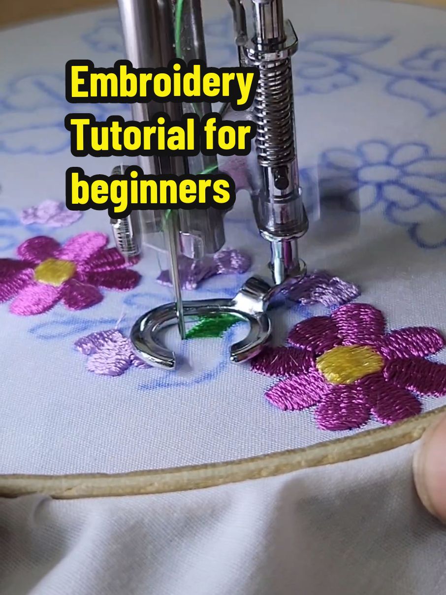 Embroidery tutorial for beginners #creatorsearchinsights #normalsewingmachine #freemotionembroidery #tutorial #aamyadam #flowerembroidery 