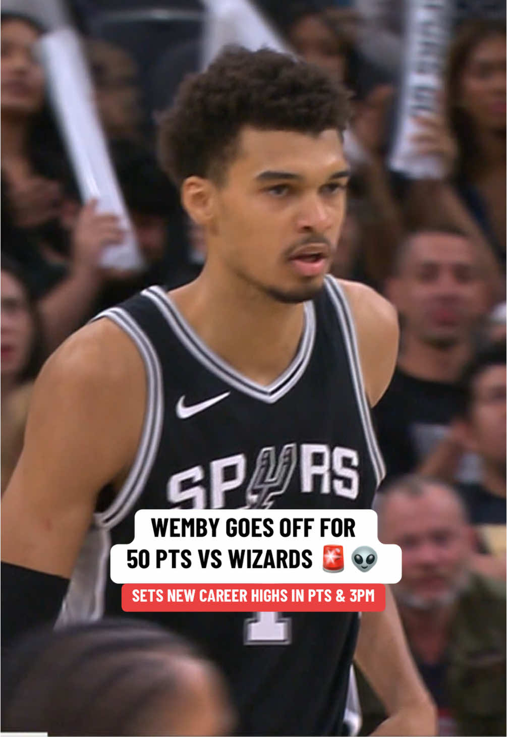 WEMBY IS THE YOUNGEST CENTER IN NBA HISTORY TO SCORE 50+ 🚨🤯 #NBA #basketball #wemby #victorwembanyama #spurs #nbahighlights #fyp 