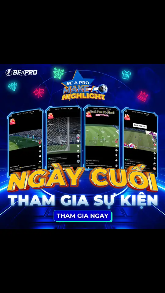 🌟 CƠ HỘI CUỐI CÙNG | BE A PRO - MAKE A HIGHLIGHT ⚽️ ⭐️ Hôm nay là ngày cuối cùng để tham gia sự kiện Be A Pro - Make A Highlight. Đừng bỏ lỡ cơ hội ghi lại khoảnh khắc đỉnh cao và nhận những phần quà hấp dẫn nhé! 🎁 🎬 Nhanh tay gửi video của anh em để có cơ hội rinh về Thẻ VCOIN, Quà ingame và những tặng phẩm đặc biệt. Top 10 video ấn tượng nhất sẽ nhận được phần thưởng giá trị! ⏳ Thời gian có hạn, tham gia ngay hôm nay! #BeAProFootball #TikTokAwardsVN #beapro #bongda #BeAProFootballVN #bapmakeahighlight 