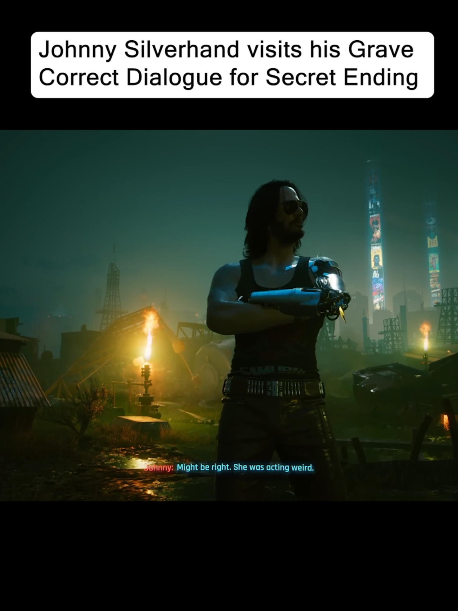 Johnny Silverhand visits his Grave ,Correct Dialogue for Secret Ending #cyberpunk #cyberpunk2077 #pc #gamingtiktok #twitchclips #fypツ #fyp #foryoupage #foryour #cyberpunk2077gameplay #cyberpunkphantomliberty #cyberpunkedit