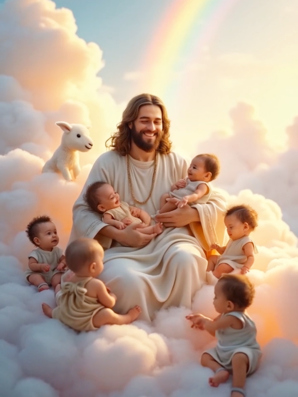 Joyful Babies on Rainbow Clouds  A Heavenly Moment with Jesus✨🙏🩷 #HeavenlyJoy #RainbowClouds #BabyLaughs #JesusLove  #HeartwarmingMoment #PureHappiness #SparklingSky #jesus #cutebabies #jesuslovesyou #viralvideo 