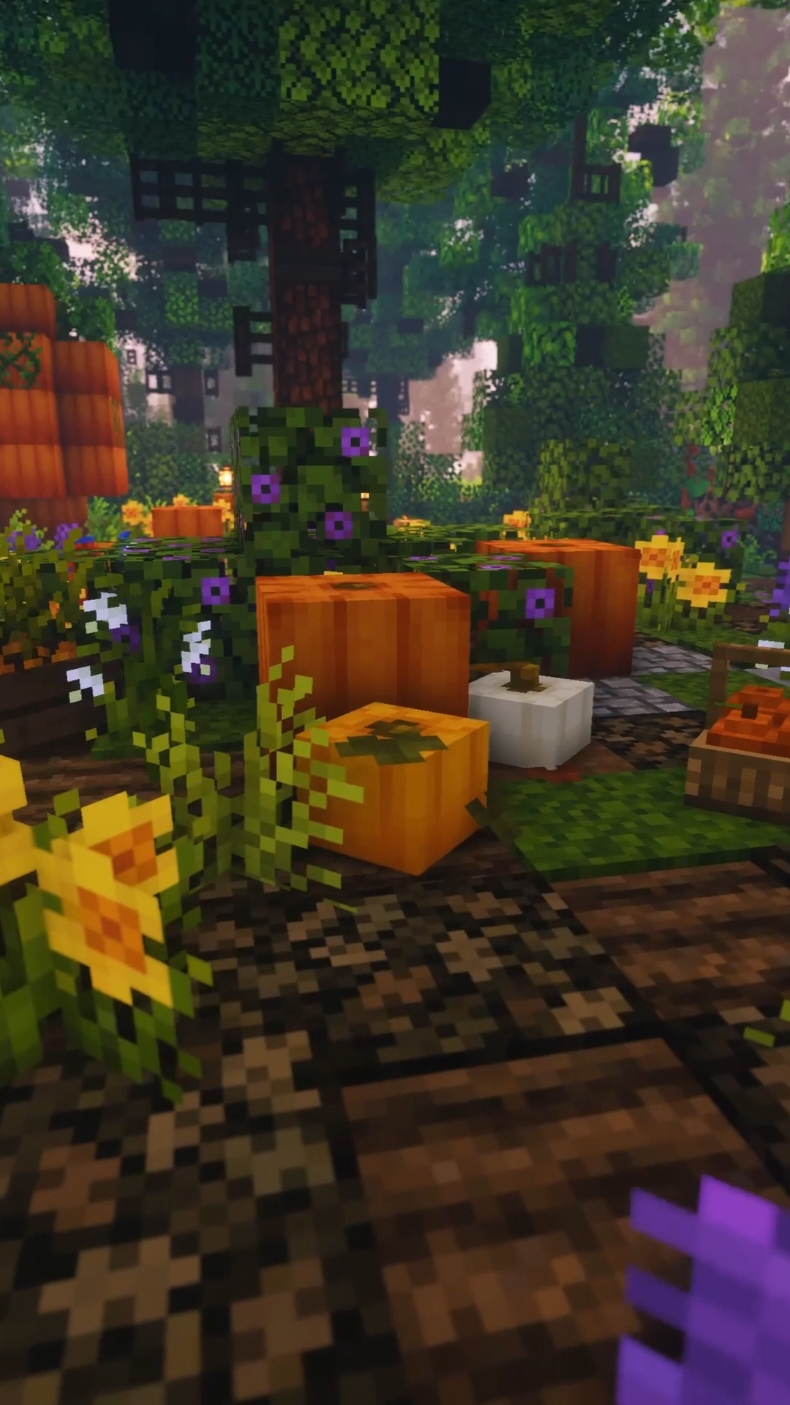 Come with me to harvest a pumpkin to make pumpkin pie! 🥧  New tutorial on my YouTube for this cosy fairy moss cottage!! 🌺🪻🧚🏼‍♂️ #Minecraft #minecraftbuilding #minecraftbuild #october #foryou #trending #Love 