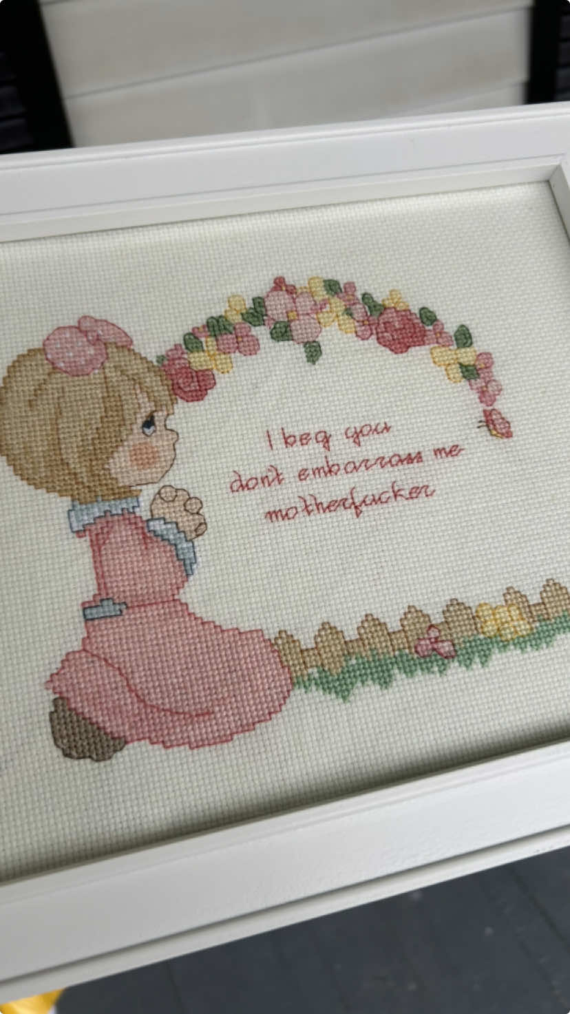 @Sabrina Carpenter she’s beggin’ #crossstitchoftiktok #crossstitch #preciousmoments #sabrinacarpenter #fyp 