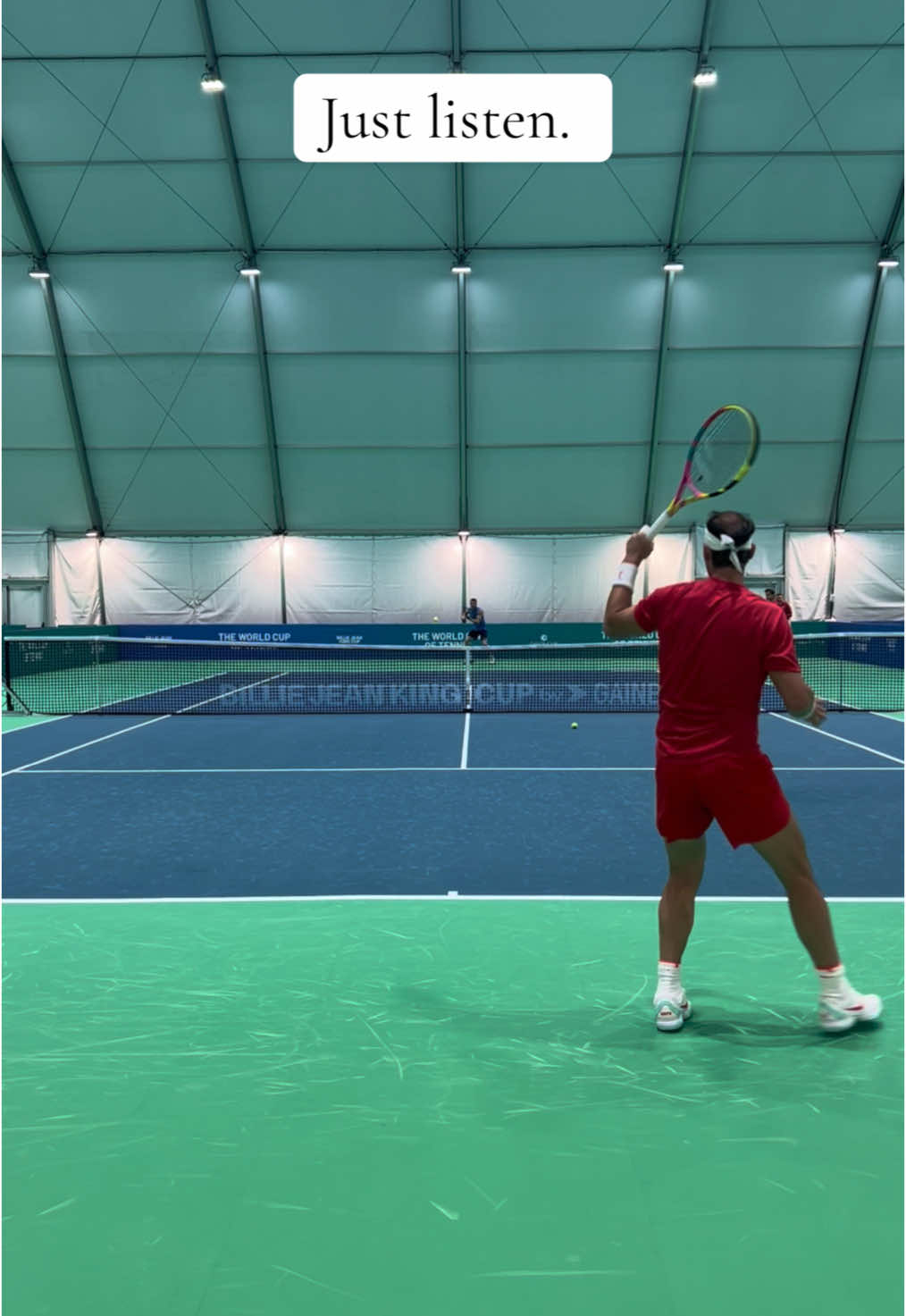 Enjoy Rafa training for the first time in Malaga 🤩❤️ #daviscup #rafaelnadal #tennis 