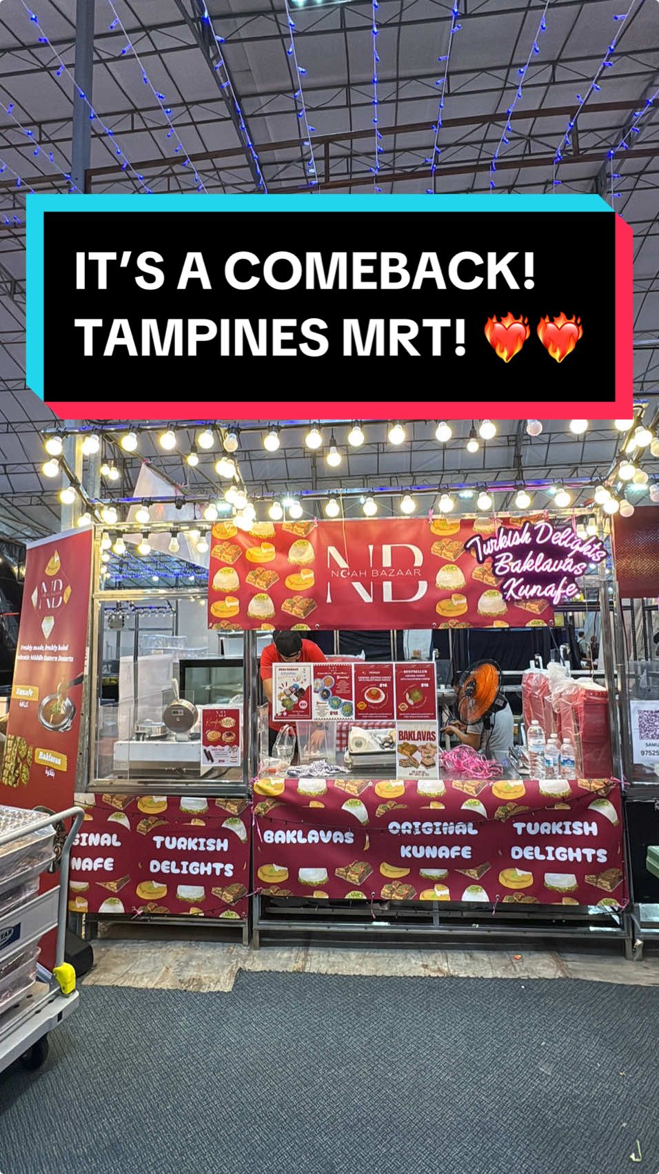 ✨OMGOMG✨ We are ecstatic over the moon for this comeback! TAMPINES! ❤️‍🔥🫶🏻❤️‍🔥🫶🏻 With many new items on our menu, we can’t wait to start for youuuuu 🎶 📍NOAH BAZAAR ✨ TAMPINES MRT BAZAAR 🦄 BOOTH 44 (SECOND ROW BOOTHS)  ❤️‍🔥 STARTS FRIDAY, 15/11 @ 1PM  #NoahBazaar #middleeasterndessert #OriginalKunafe #baklavas #KunafeCake #KunafeWaffle #fyp #fypシ゚ #foryou #foryoupage #viraltiktok #tampinesbazaar #singapore #