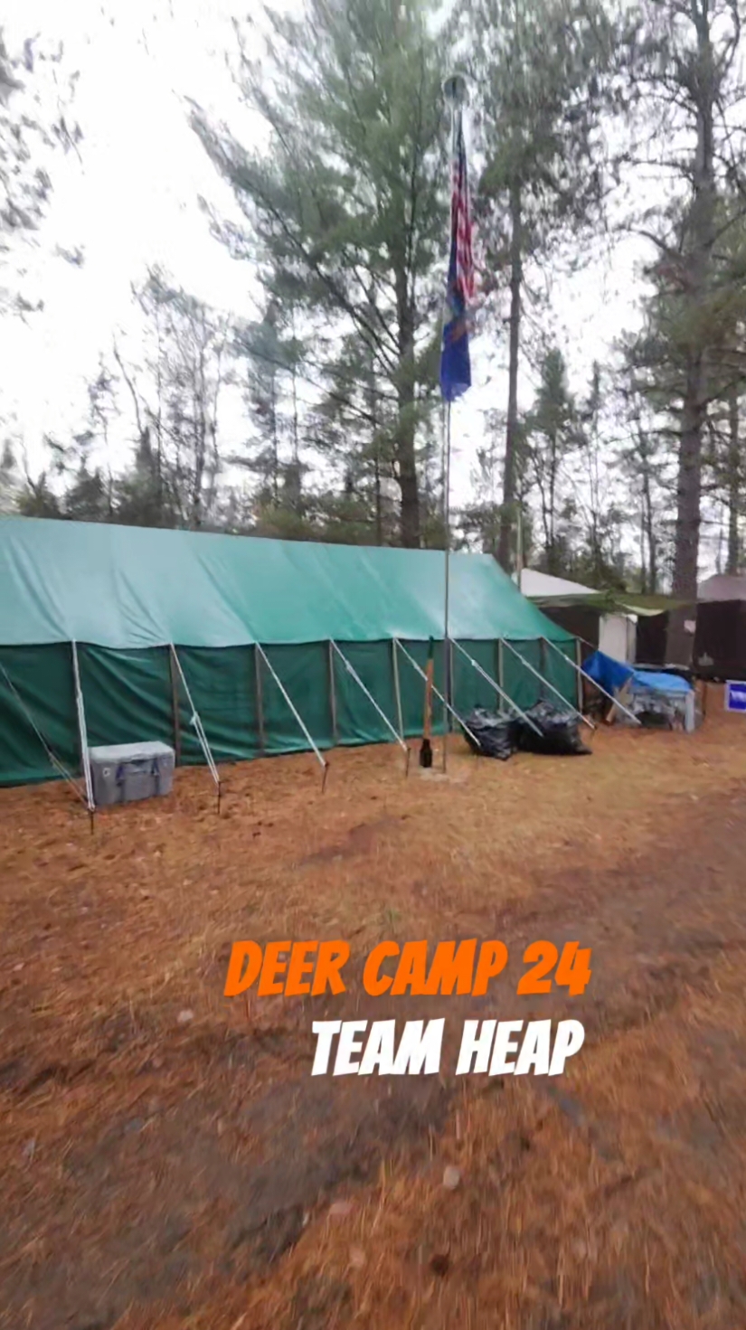 northern Michigan deer camp 2024, public land hunting, takes a village to set up and tear down. #whitetail #hunting #michigan #publicland #deer #fyp #2024season #rifleopener #michiganpublicland 