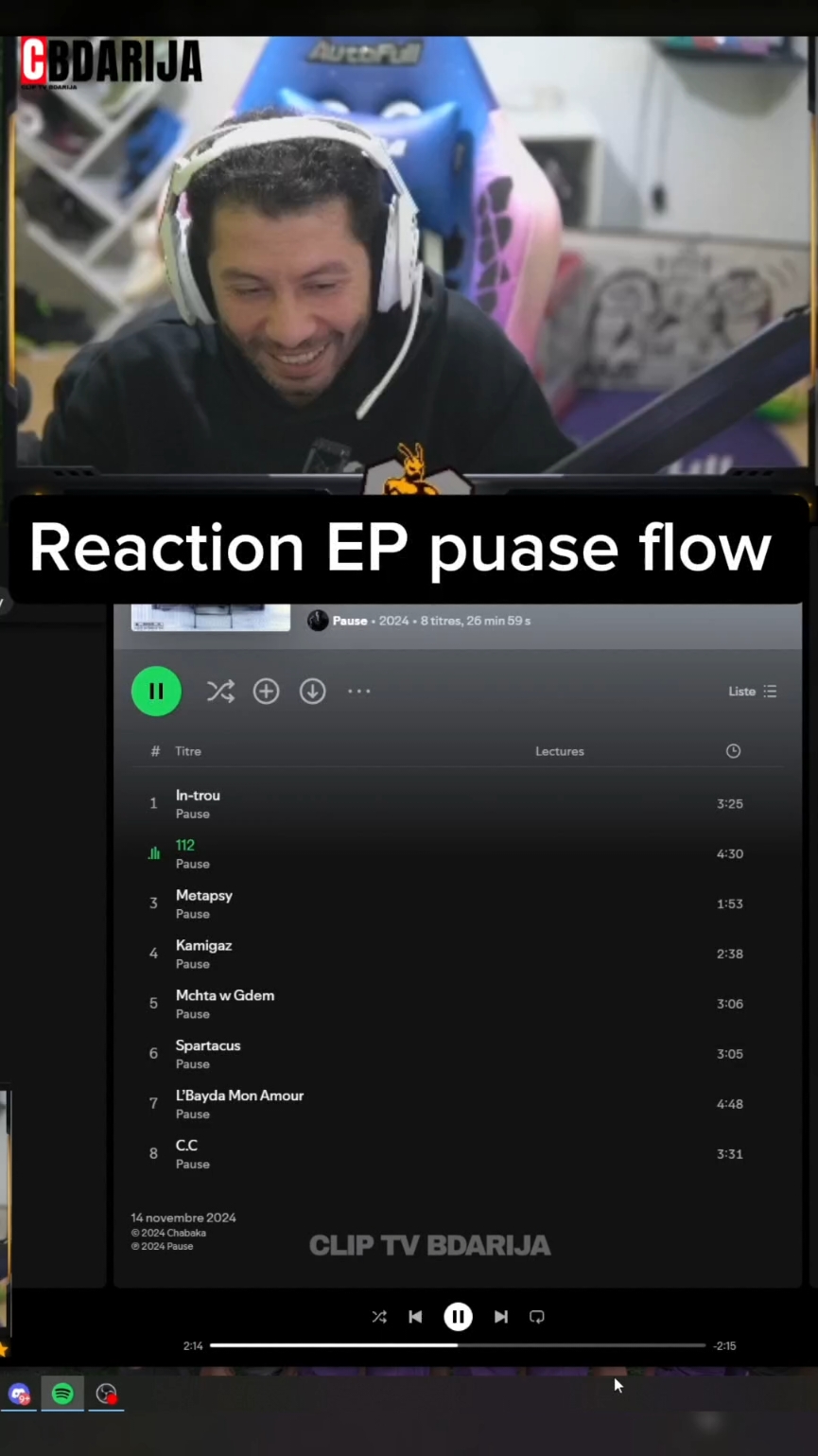 Reaction Nahoule EP pause flow 🖤 #ilyaselmaliki #rapmarocain  #nahoule82 #vodkafunky1 #bobonyfamily #rap #pause #pauseflow #kick #stream #clip #viralllllll #fouryou #gamingmaroc #maroc