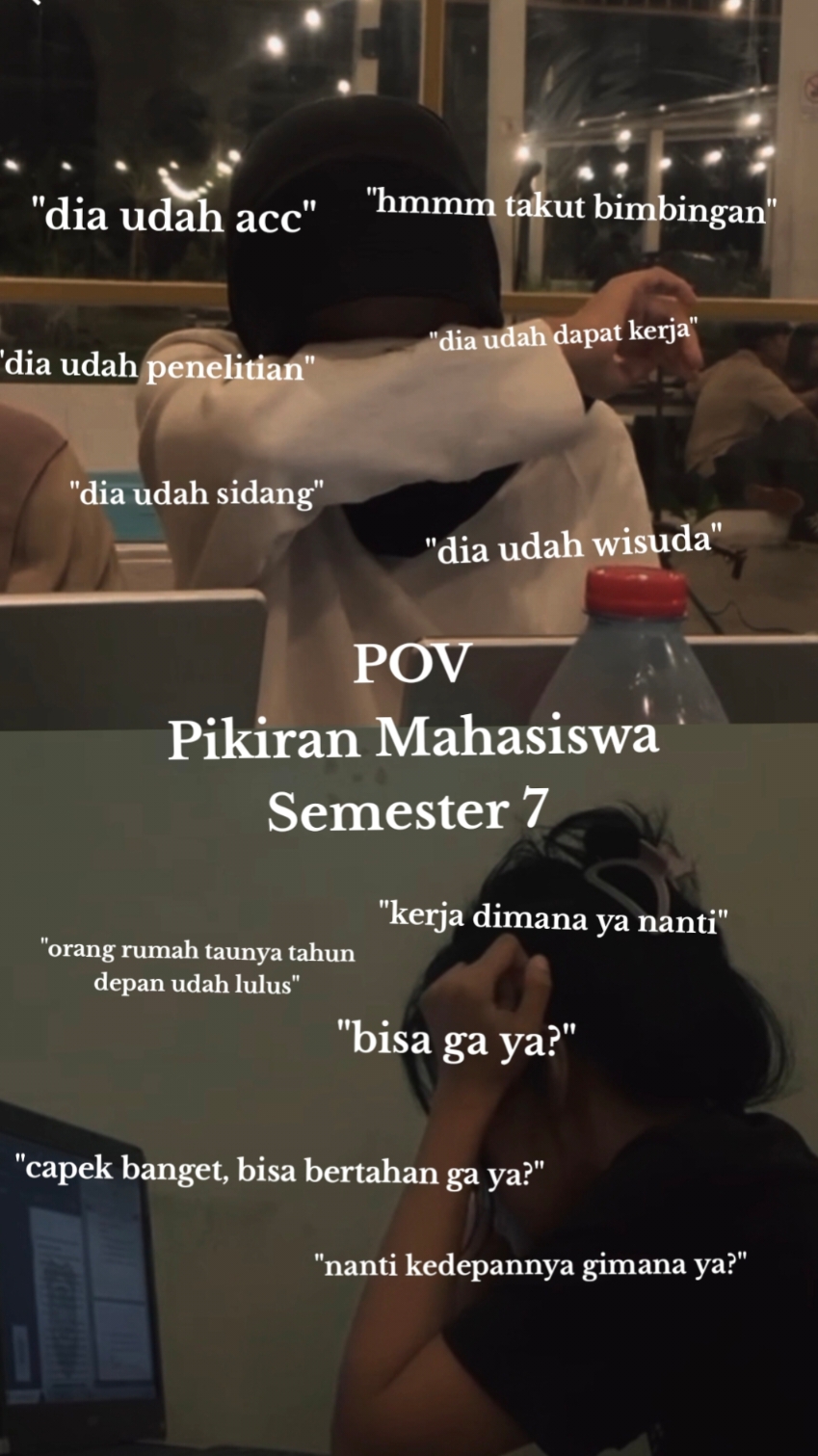 orang rumah taunya tahun depan udah lulus, sedangkan disini mahasiswa akhir dengan pikirannya yang ga ada ujungnya 🥹 #CapCut #mahasiswa #skripsi #pejuangskripsi #semesterakhir #kuliah #ngampus #kampus #overthinking #foryou #foryoupage #fyp #viral 