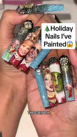 Which set would YOU wear to the Holiday Party?😜🎄💅🏼  #nailartist #holidaynails #christmasnails #nailart #xmasnails #christmasnailart #nailsart #nailzbydev #nailinspo #grinchnails 