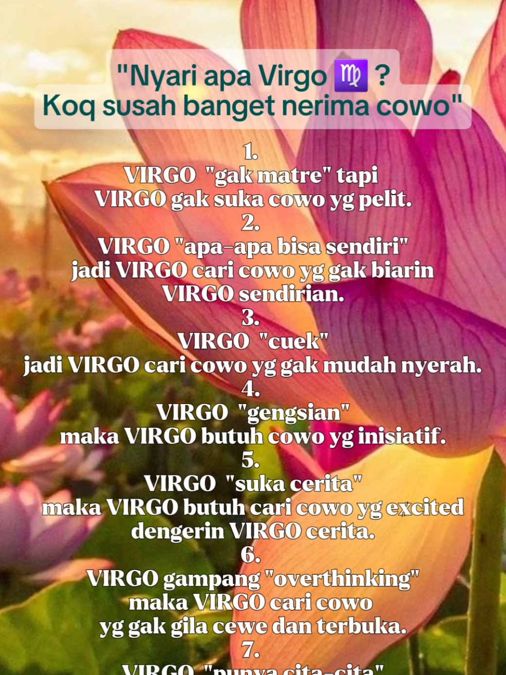 Syarat terlalu banyak... jadinya Virgo ♍️ ...gak ketemu2 cowonya... Sekalinya ketemu...cowonya uda ada yg punya... 🙄😬 #zodiak #virgo # ♍️ #syarat #nerima #cowo #fyp #fyppppppppppppppppppppppp #CapCut 