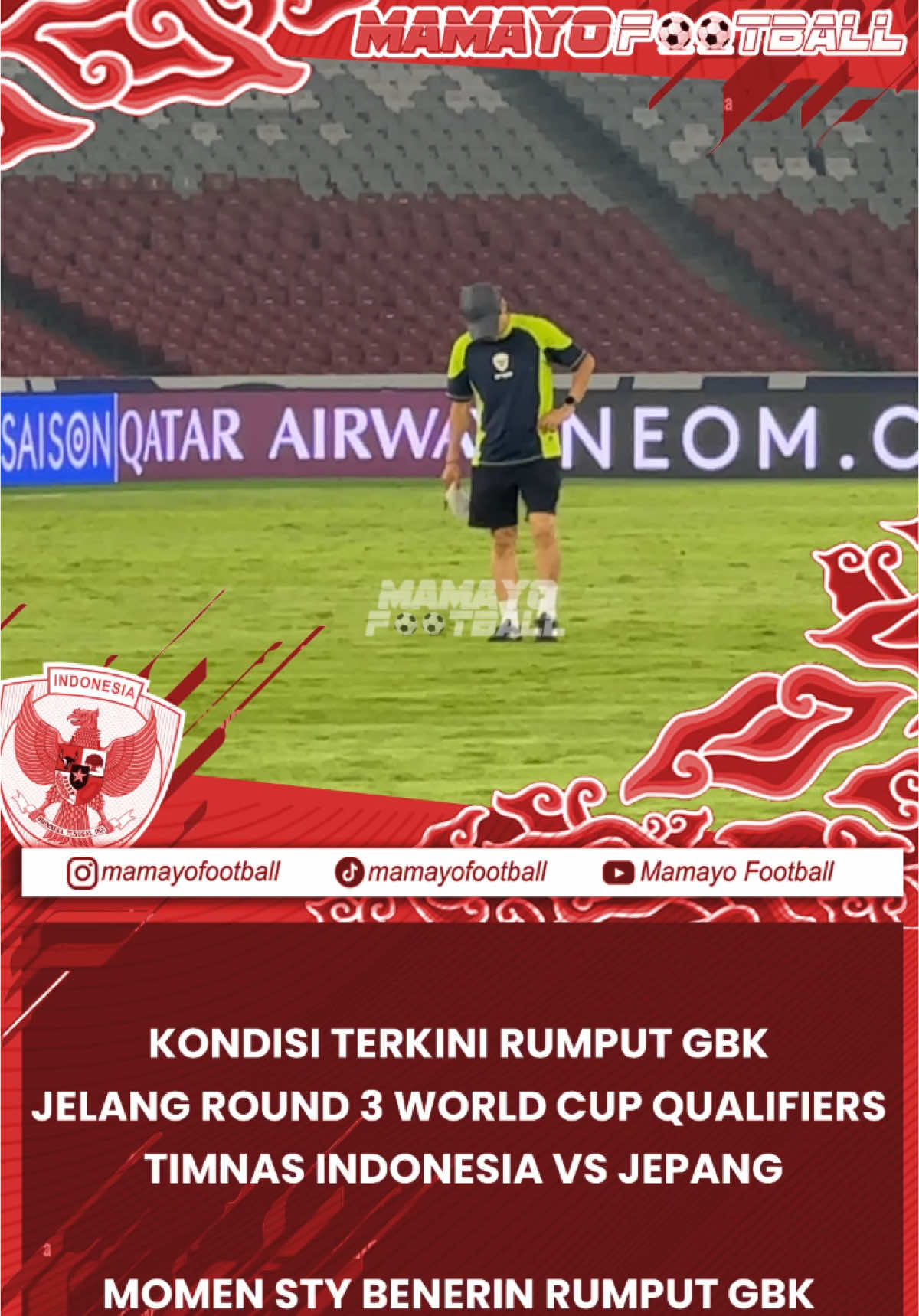 Momen Shin Tae Yong Benerin Rumput GBK. Begini Kondisi Terkini Rumput Stadion GBK Jelang Laga Indonesia Vs Jepang