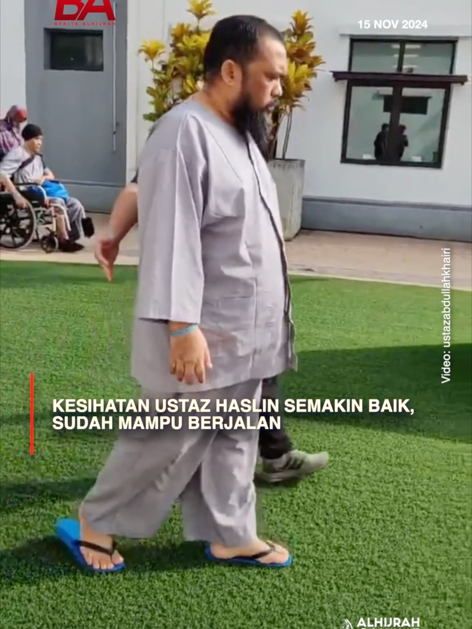 Alhamdulillah. Tahap kesihatan Penceramah Ustaz Haslin Baharim, semakin baik apabila beliau dirakam sudah mampu berdiri dan berjalan. Awal bulan ini, beliau diserang angin ahmar atau ‘strok’ yang mengakibatkan bahagian kanan badannya tidak dapat bergerak.