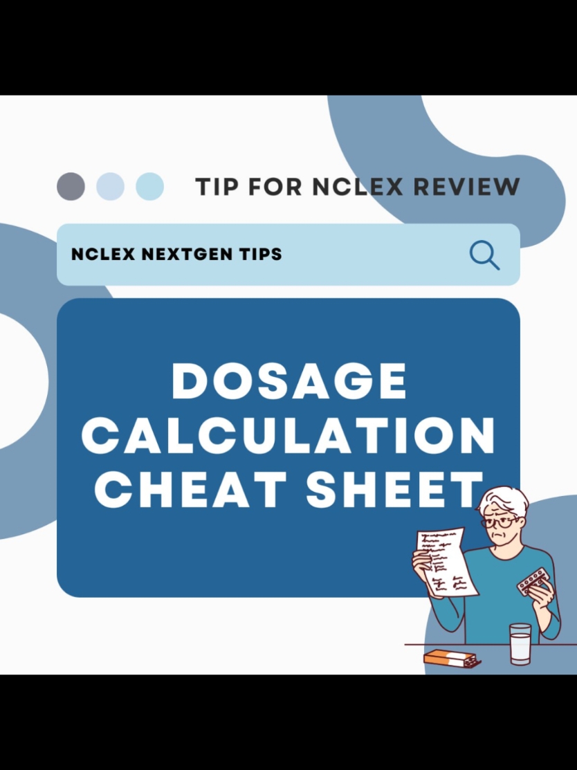 Dosage Calculation Cheat Sheet  #fypシ #nurselife #registerednurse #trending #surepass #fyp #mnemonics #foryoupage #nclextips #nurse #goviral #tiktok #RN #nclex #viral #nurselife #nclexpreparation