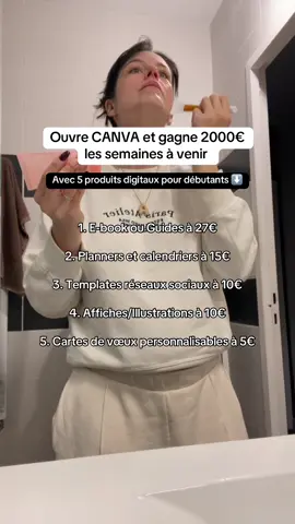 👉🏼 J’ai crée un guide GRATUIT qui te donne 40 idées de produits digitaux et comment les créer !  Commente « GUIDE » et je te l’enverrai.  🌸 Il faut que tu sois abonné pour bien recevoir mon message. Avec 1 produit digital créé tu peux les vendre autaut de fois que tu le souhaites ! Mon produit digital préféré me rapporte 600€ par semaine. Sans gérer l’expédition ou le stock. 🙏🏼 Toi aussi tu peux gagner de l’argent avec des produits digitaux 🌟 #businessenligne #devenirriche #canva #produitsdigitaux #gagnerdelargentavecmontelephone 