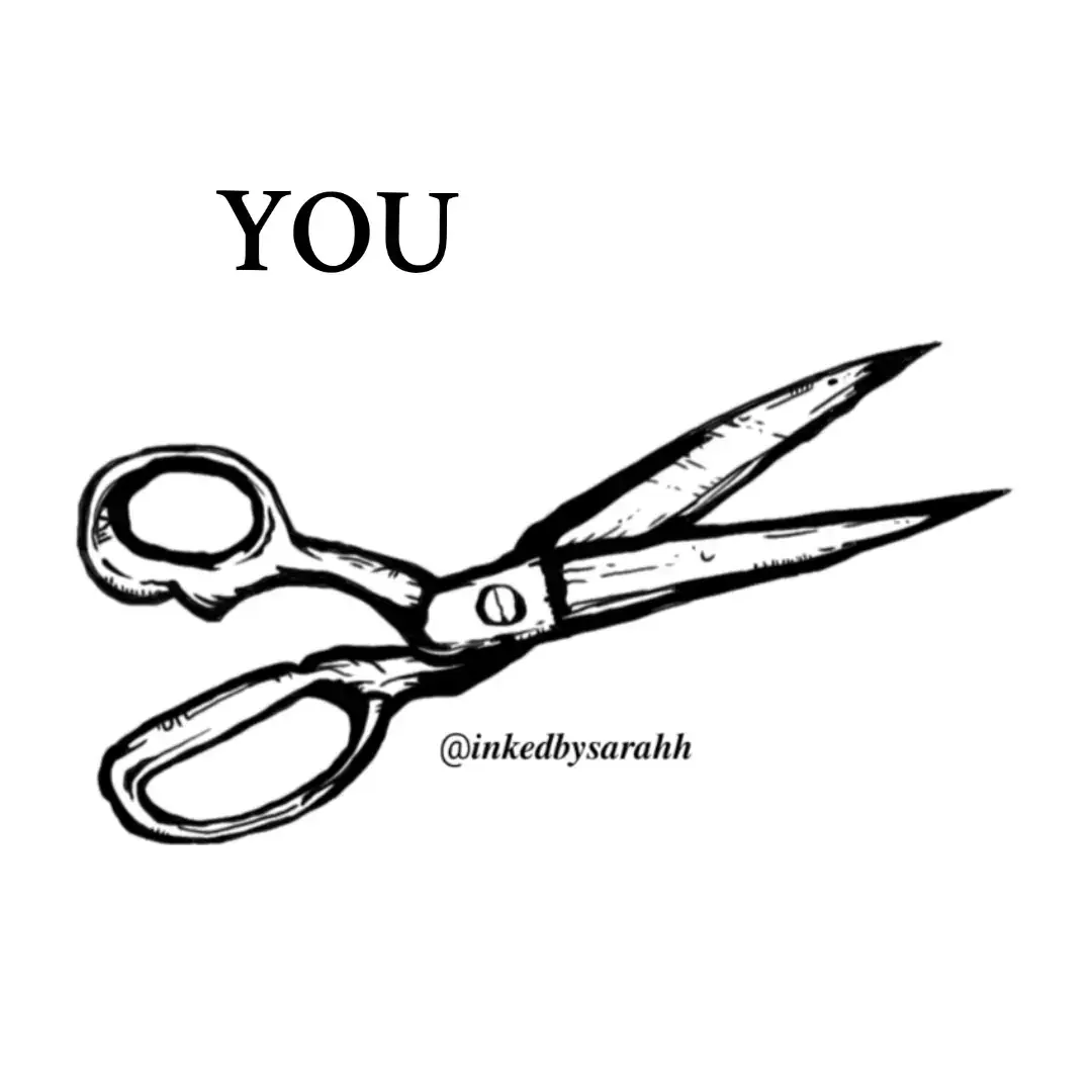 👀👀 always forever  @inkedbysarahh on IG ;))) #fyp #pourtoii #trendingvideo #design #flash #tattoo #scissors 